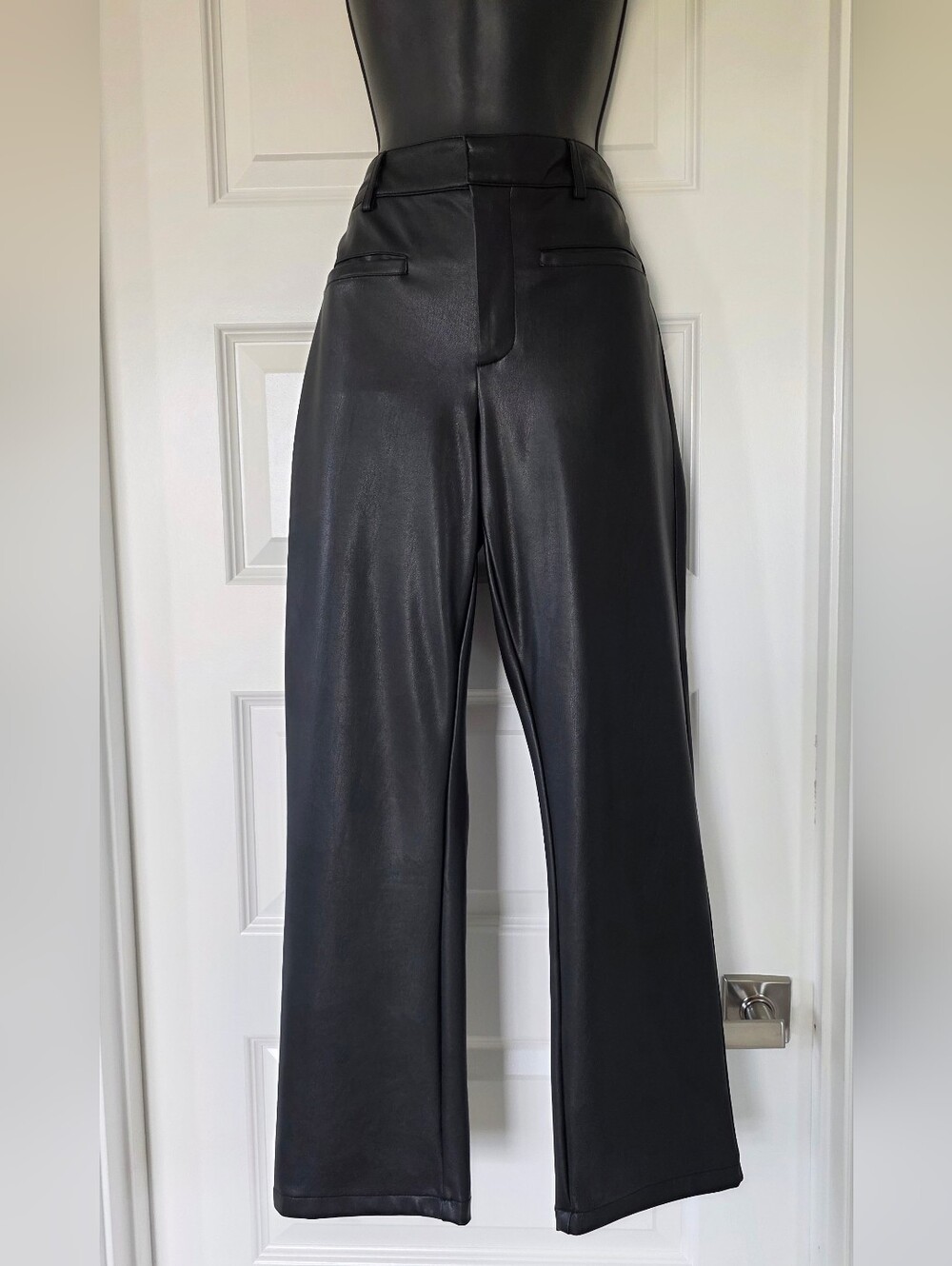 Anthropologie Maeve High-Rise Black Straight-Leg Faux Leather Pants